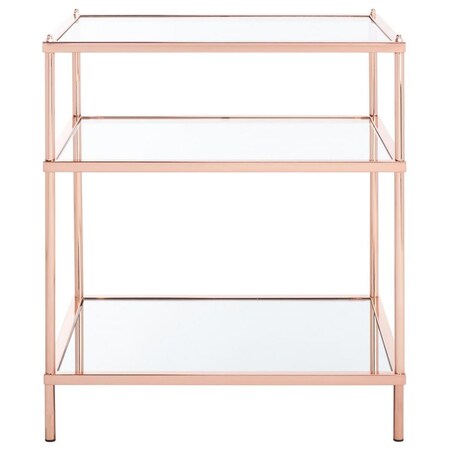 Safavieh 22 x 18 x 26.5 in. Noelia 3-Tier Accent Table with Glass & Mirror, Rose Gold ACC6203E